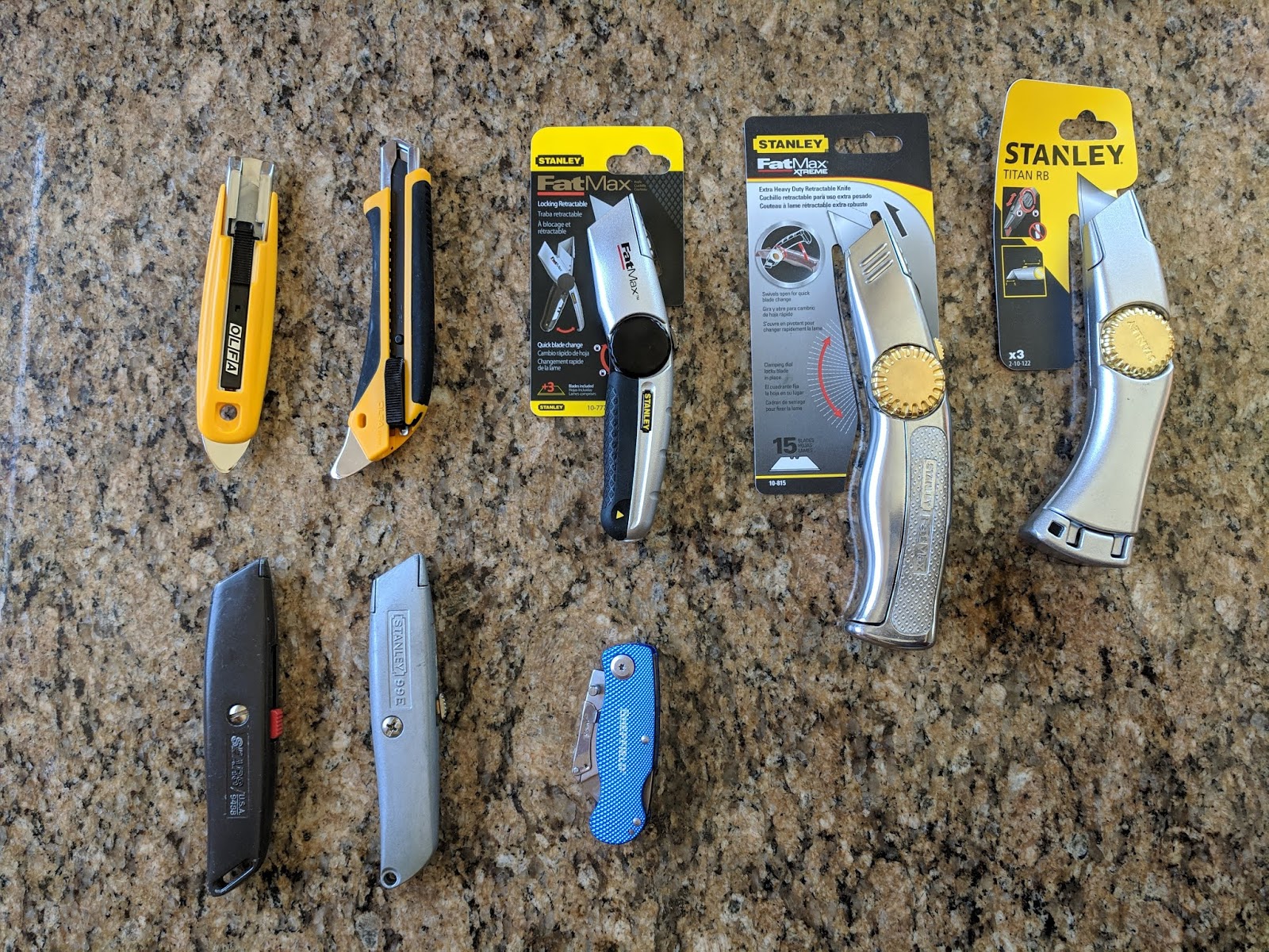 Vintage Veloce™ Too Many Utility Knives a Comparison of Box Cutters
