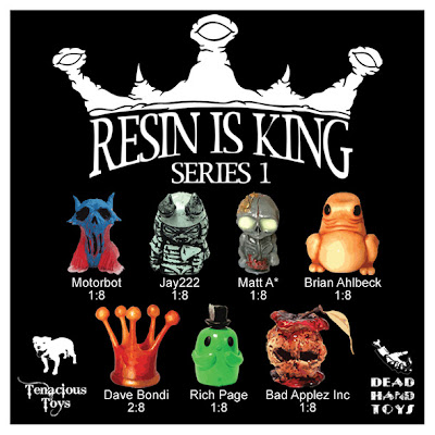 Resin is King Blind Box Series 1 Checklist and Ratios - Motorbot, Jay222, Matt A, Brian Ahlbeck (of Dead Hand Toys), Dave Bondi, Rich Page (of Ume Toys), and Bad Applez Inc (NEMO and OsirisOrion)
