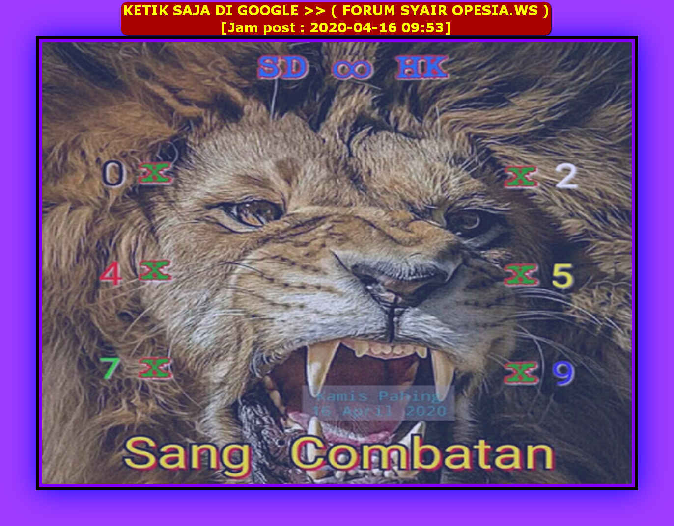 Prediksi Syair hk 16 April 2020 KODE SYAIR SGP SYAIR HK