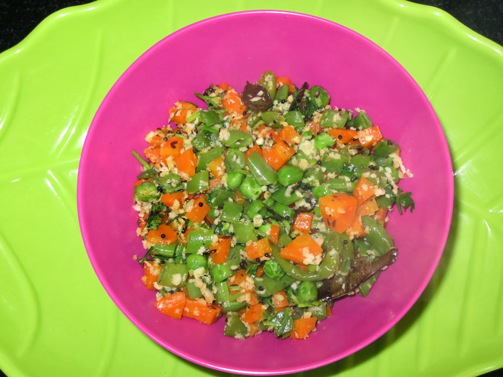 Carrotbeanspeas curry (dry) Enjoy cooking