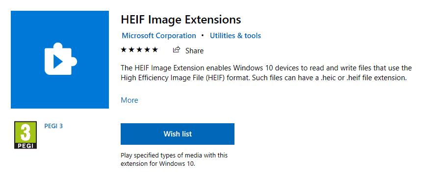 Open the Windows 10 HEIF format