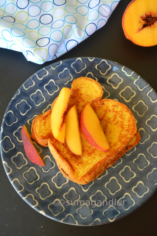 Veggie Platter Eggless French Toast (Using Custard Powder)