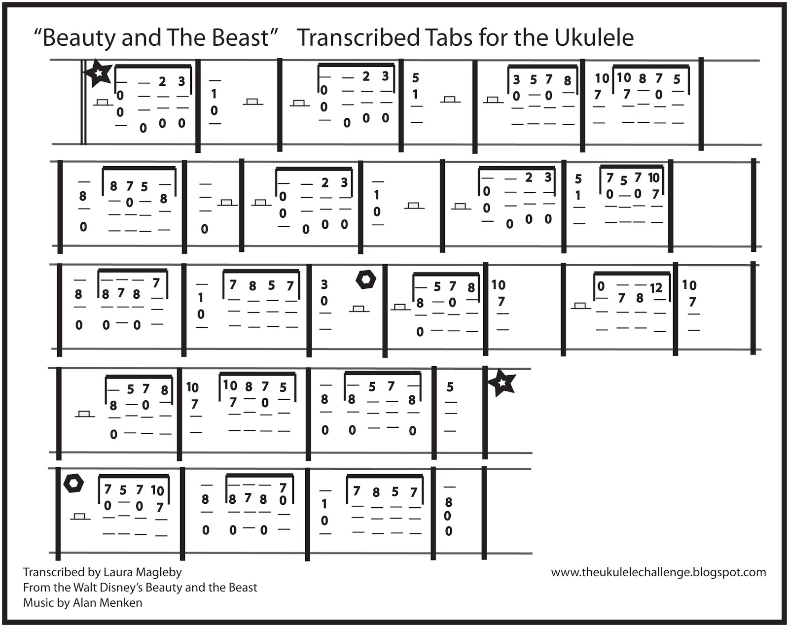 The Ukulele Challenge Beauty and the Beast Transcribed for the Ukulele