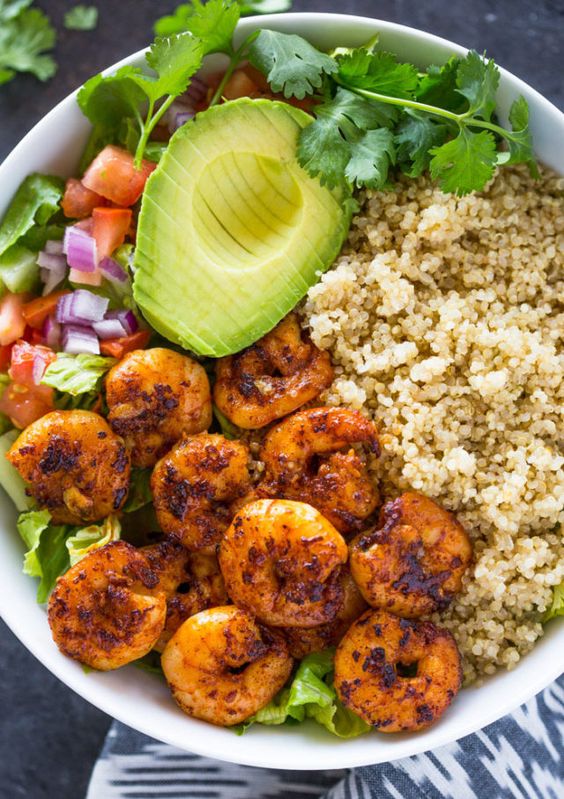 Shrimp Avocado Quinoa Bowls Keto Dinner Recipes
