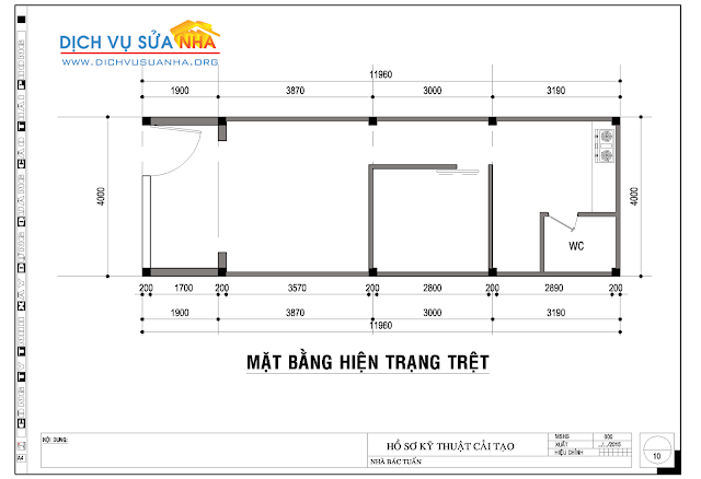 Mẫu nhà cải tạo 4x10 cấp 4 thành hai tấm, sàn giả