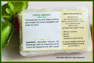 Review on Natural Bath & Body Minty Lemon Bathing Bar Soap blog post on Natural Beauty And Makeup Blog