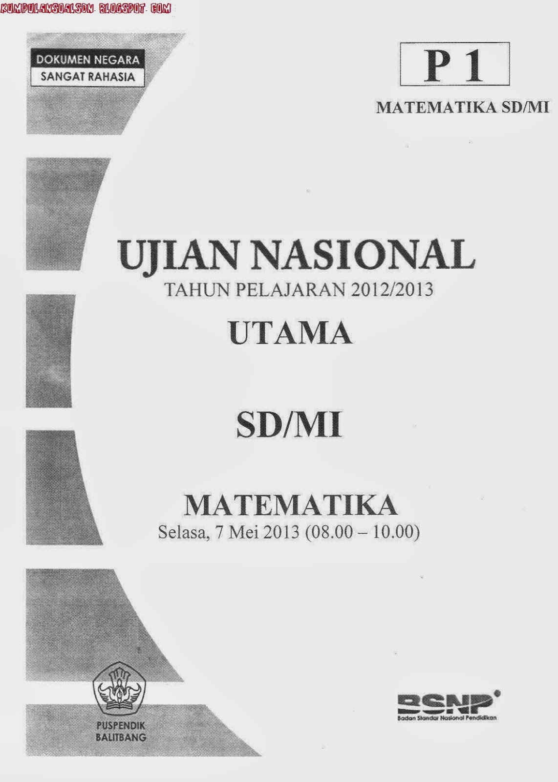 Soal UN Utama Matematika Kelas 6 SD TA 2012/2013 Portal