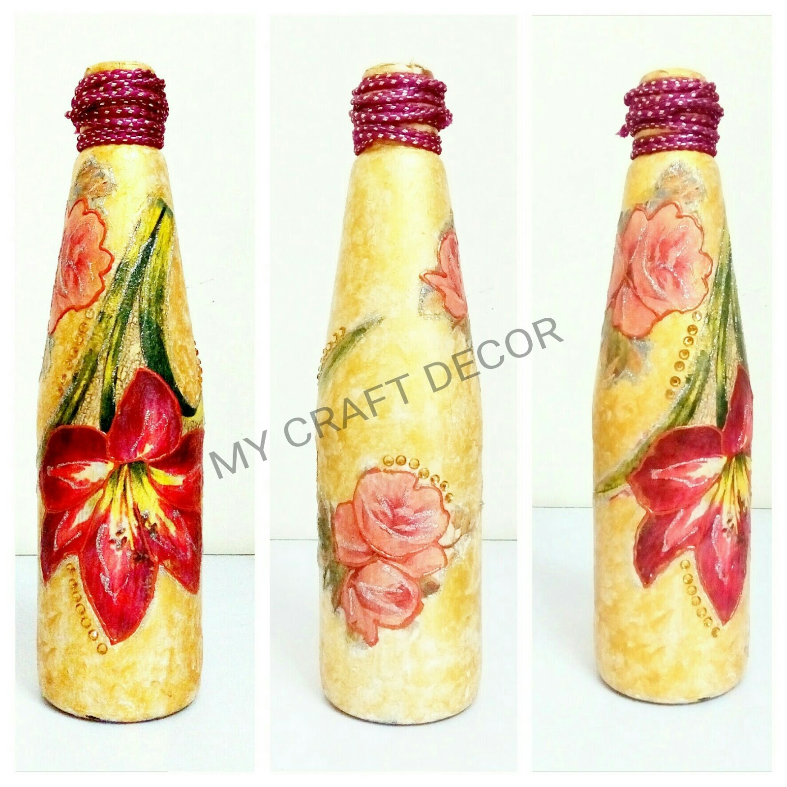 Craft Decor Glass Bottle Decoupage