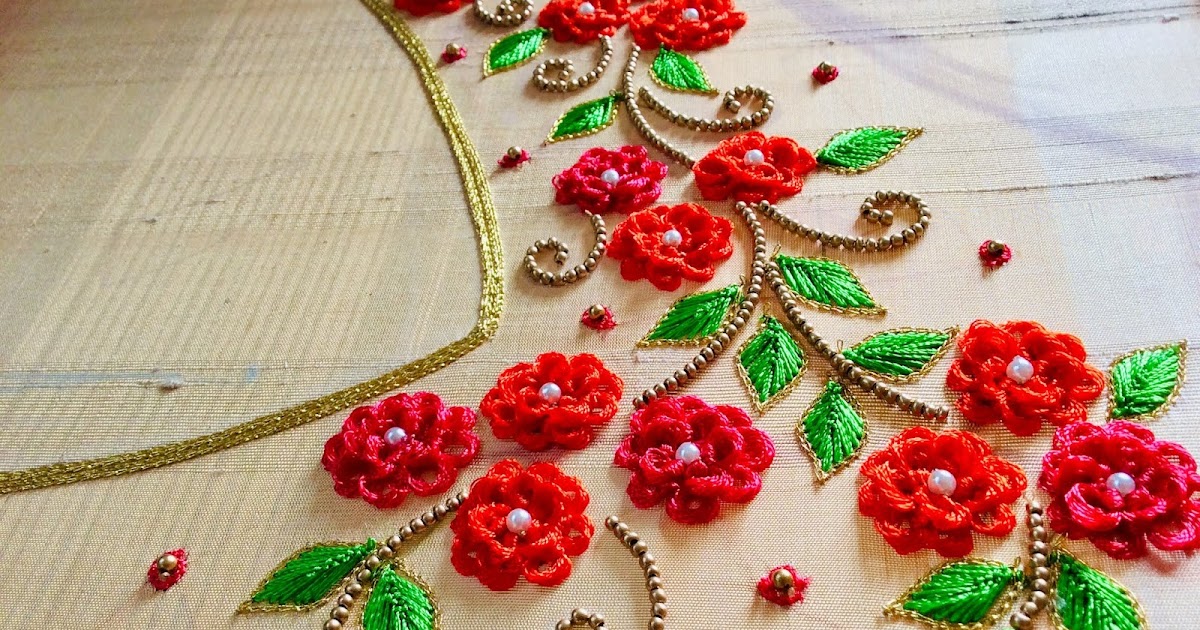 Aari work french knot stitch in tamil|aari work ring knot for beginners|aari  gallery - YouTube