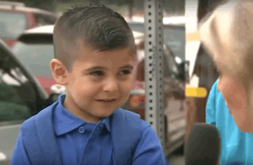 Kid crying during interview Gif