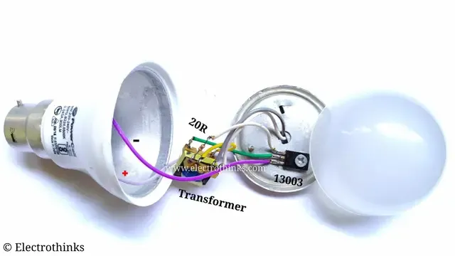 Assembled 9w led inverter circuit in led bulb body