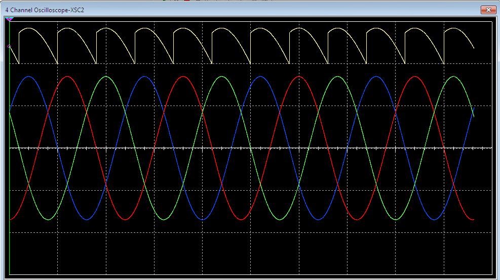 3 phase converter circuit using SCR with resistive load