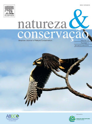 Capa da Revista Natureza & Conservação número 1 do ano de 2015. Revista, Natureza e Conservação, revista natureza e conservação, boticário, fundação boticário, boticario, natureza, conservação, publicação científica, ciência, artigo científico, pesquisador, pesquisadores, grupo boticário, natureza & conservação, blog natureza e conservação, dianes G. Marcelino