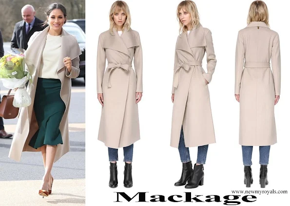 Meghan Markle wore Mackage Mia Sand Belted Wool Coat