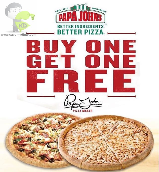 Papa Johns Pizza Kuwait - Monday Offer But 1 Get 1 FREE