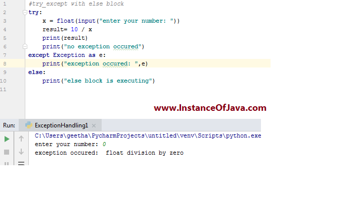 Python try except else with example program - InstanceOfJava Python Try Except Else With Example Program - Instanceofjava