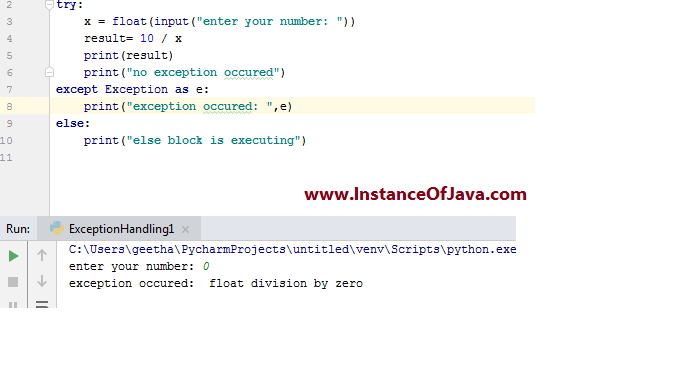 Python try except else with example program - InstanceOfJava