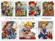 Vintage Children Birthday Greeting Cards/Tags