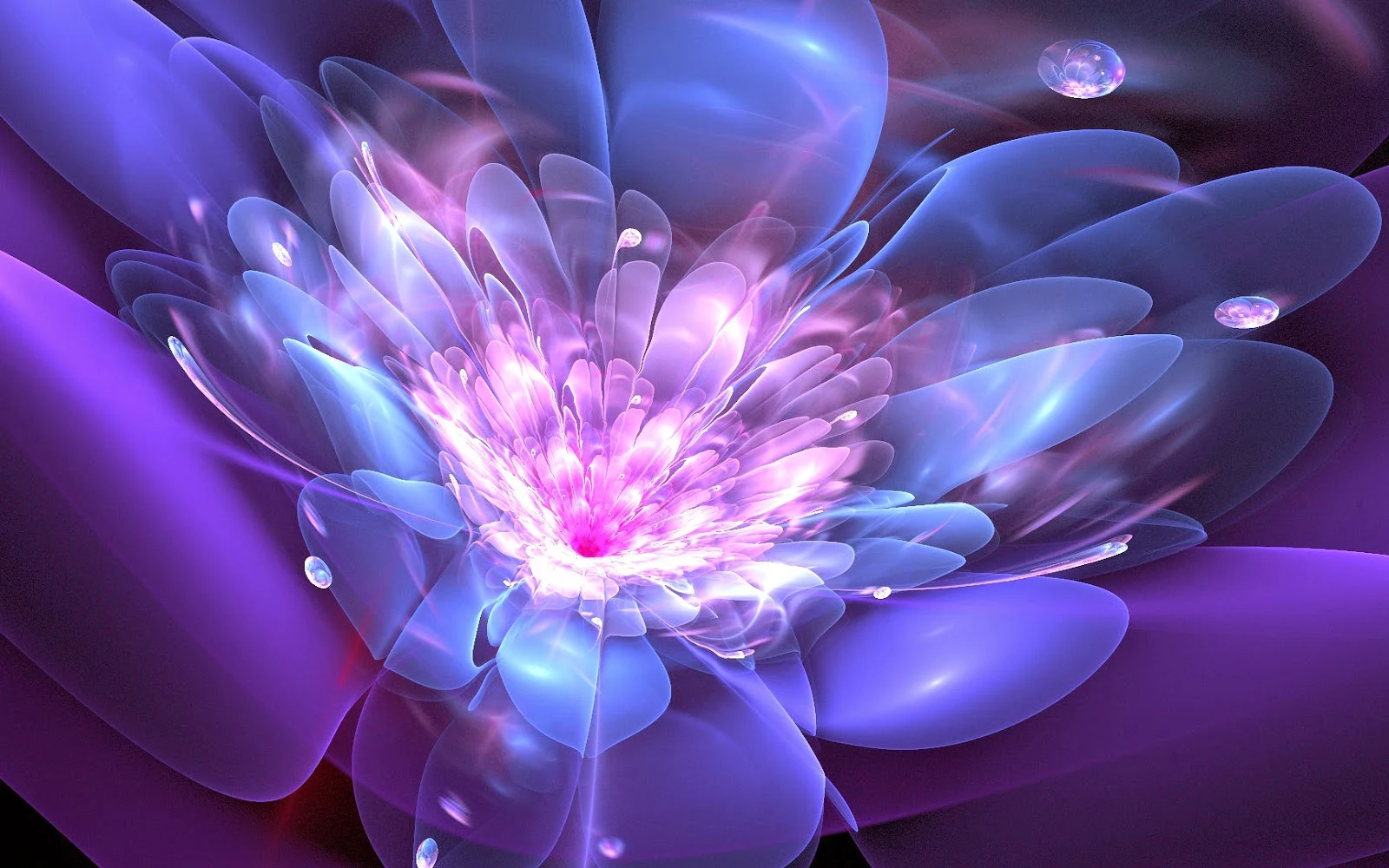 Abstracte blauw paarse lichtgevende bloem in 3D