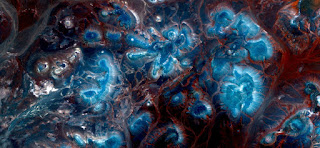 iridescent turquoise blue stars together to form a galaxy, abstract landscapes of deserts of Africa from the air, Munimara Collection of Abstract Naturalismt, abstract expressionism abstract landscapes of deserts of Africa from the air,iridescent turquoise blue stars together to form a galaxy,