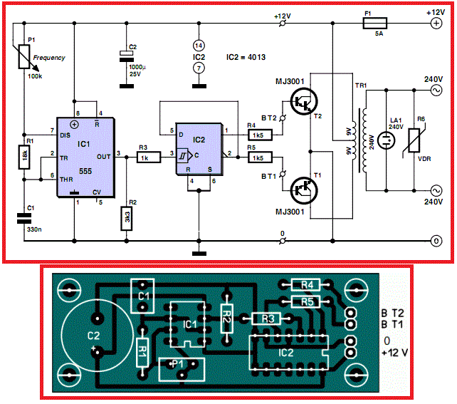 12V to 220V Inverter (Circuit Diagram&PCB layout) Non