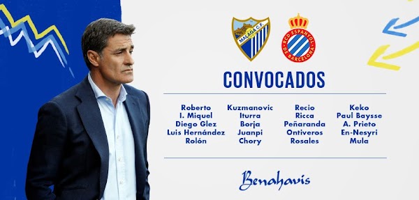Málaga, 20 convocados ante el Espanyol