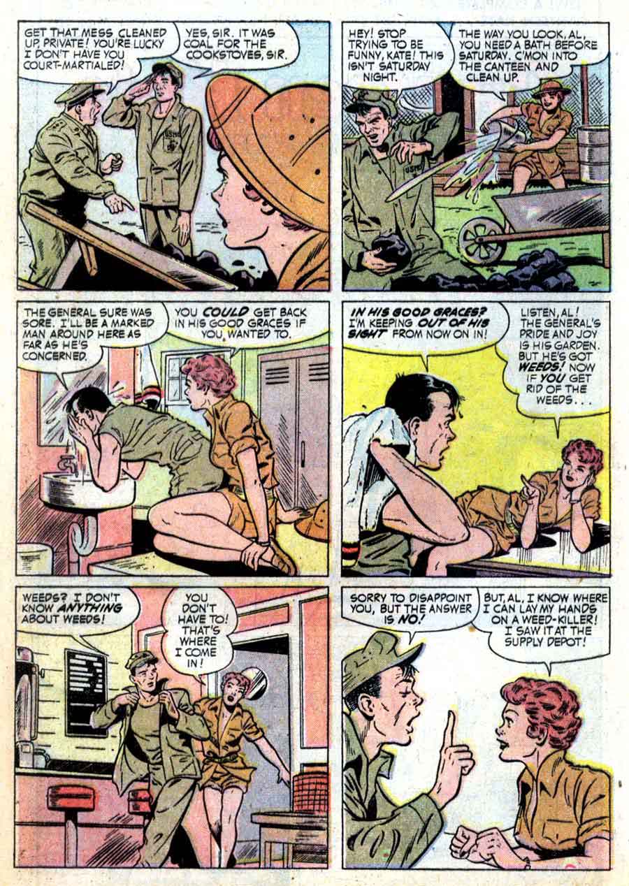 Matt Baker golden age 1950s st john canteen kate war comic book page art - Fightin' Marines #6