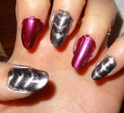 burgundy silver nails magnetic nail