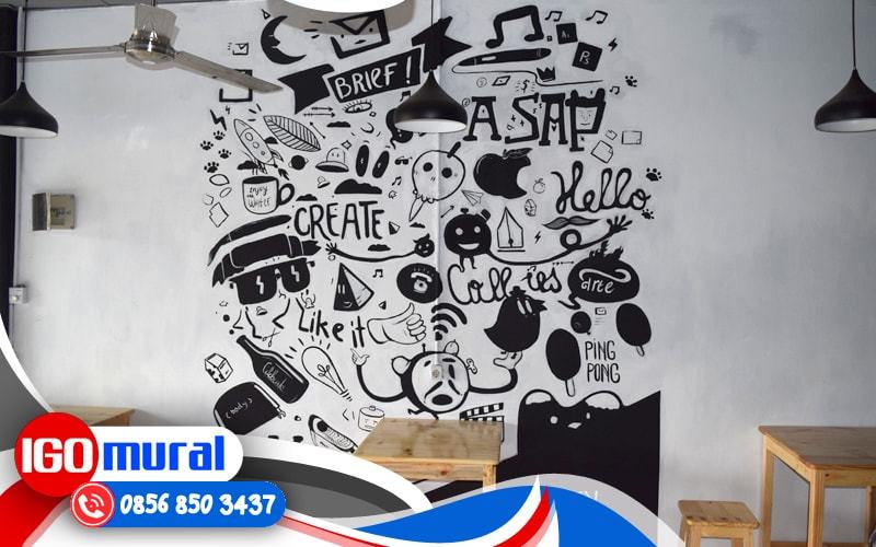 7 Contoh Mural Hitam Putih Simple & Elegan - Mural 3D Indonesia