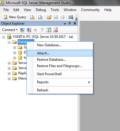 My notes: Cara Attach database di SQL Server 2008 R2.