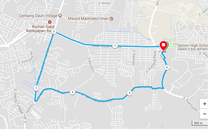 Balikpapan Night Run Route 2018