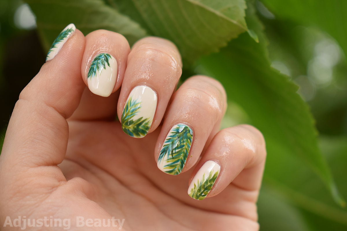 8. Pink and Green Tropical Nails with Palm Leaf Nail Art - wide 1