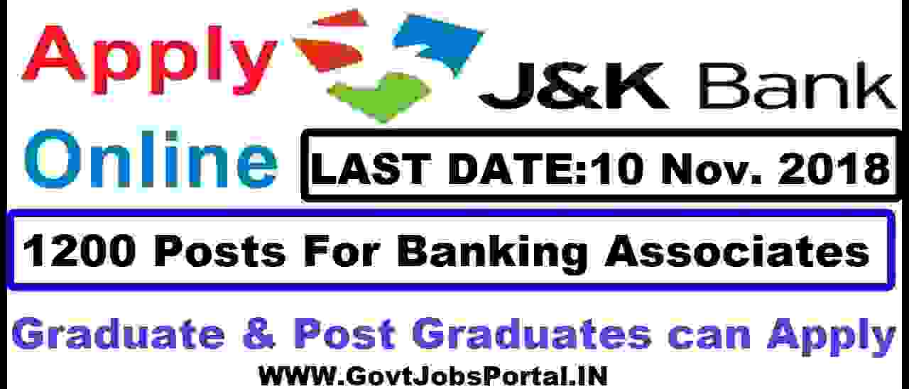 J&K Bank Recruitment for 1200 Banking Associate Posts J&K Bank Jobs 2018
