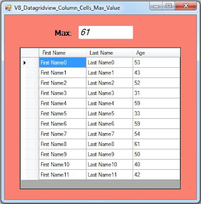 vb.net datagridview max column value