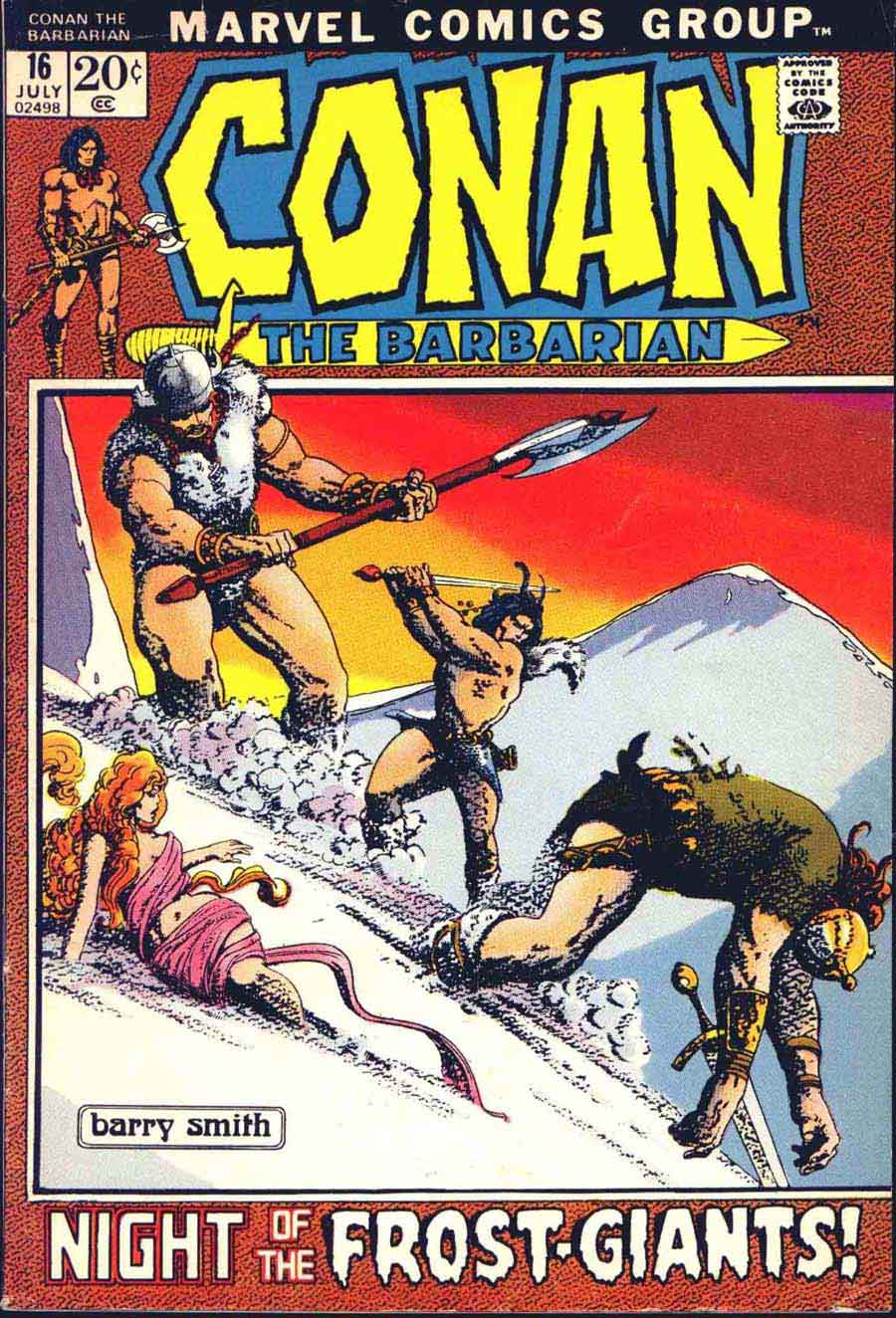 Conan the Barbarian v1 #16 marvel comic book cover art by Barry Windsor Smith