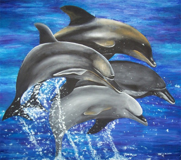 Дельфин 2 группа. Стая дельфинов. Картина дельфины. Дельфин в море рисунок. Сказочный Дельфин.