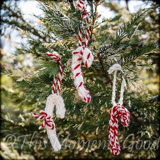 I-cord candy cane ornaments tutorial loom knit