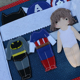Felt "paper"doll with professions outfits quiet book page