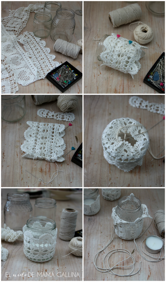 portavelas de crochet