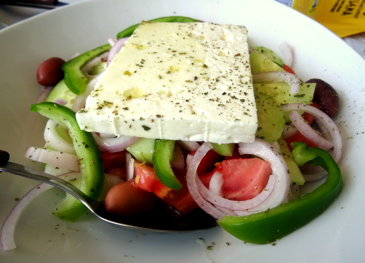 Lefkada, Greece A Greek Salad & Spinach Pies Lunch at Elena Taverna in