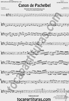  Canon de Pachelbel Partitura de Viola Sheet Music for Viola Music Score