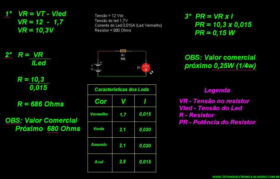 Estudando e Praticando Eletrônica Como Calcular Resistor Para Ligar Leds