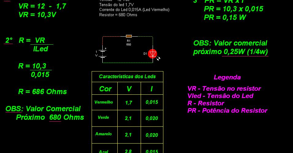 Estudando e Praticando Eletrônica Como Calcular Resistor Para Ligar Leds