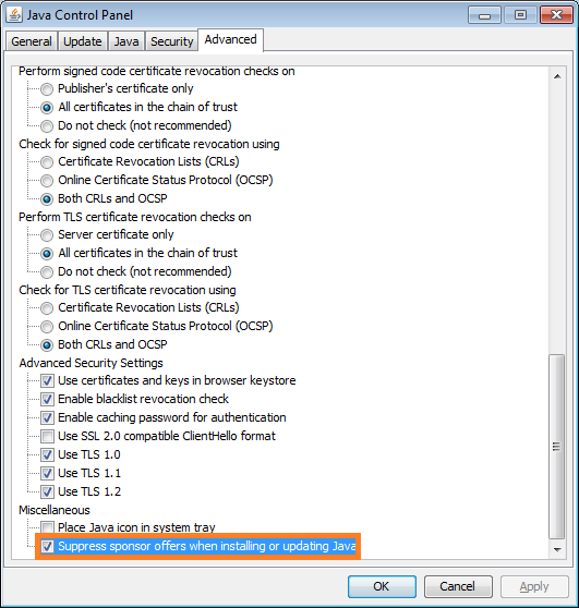 Prevent Java installer and updater from offering bonus products
