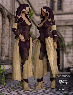3d Models Art Zone - Casual Summer, Vigilante Outfit ja Austrani Outfit for Genesis 3 Nainen (t)