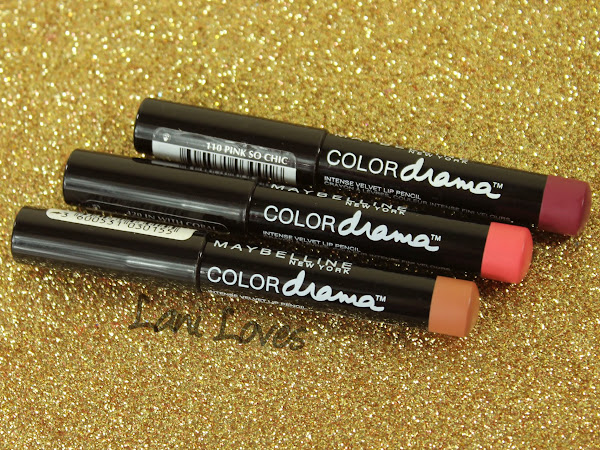 Maybelline Color Drama Lip Pencil - Nude Perfection, In With Coral and Pink So Chic Swatches & Review