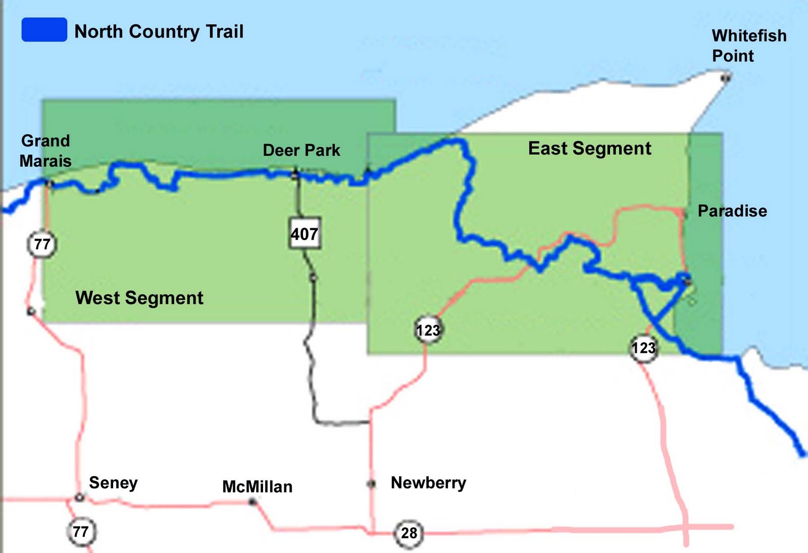 The Agatelady Adventures and Events - North%2BCountry%2BTrail%2BGM%2B%2Beast%2BMap