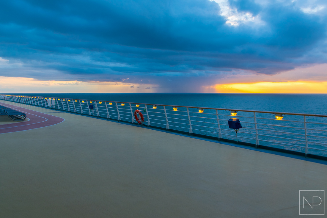 Rain showers at sea