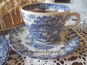 Eclectic Red Barn: Almond Pudding Loaf with blue transferware