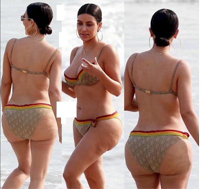 Kim Kardashian’s Butt Fades Out In Her New Bikini photos on a Mexican